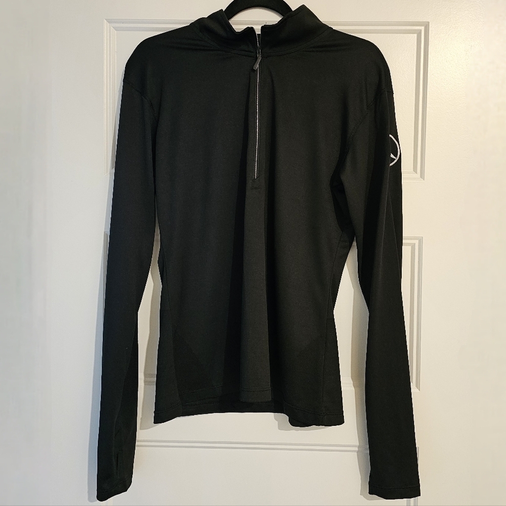 Fossa Women's Black Long Sleeve Half-Zip Top with Mercedes Logo Sz Large